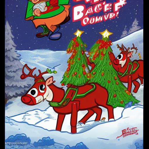 00933-3552914764-The face is hideous,Angry Reindeer Comic Style run on the snow, Merry Christmas titles,The reindeer caught fire, Art Baltazar,Ma.png